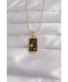 ietaks™ 316L Çelik Gold Renk Siyah Mineli Yıldız Figür Tarot Kolye