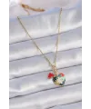 ietaks™ 316L Çelik Gold Renk Yapboz Motif Kalp Figür Charm Model Kadın Kolye