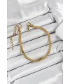 316L Çelik Gold Renk Yassı Zincir Model Kadın Bileklik