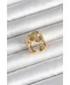 316L Çelik Gold Renk Yelpaze Model Kadın Yüzük