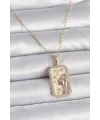 ietaks™ 316L Çelik Gold Renk Zincir Başak Burcu Zirkon Taşlı Kadın Kolye