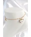 ietaks™ 316L Çelik Gold Renk Zincir Model 3D İnci Kalp Model Kadın HalHal