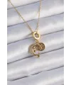 ietaks™ 316L Çelik Gold Renk Zirkon Taşlı Ay Yıldız  Model Charm Model Kadın Kolye