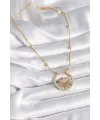 ietaks™ 316L Çelik Gold Renk Zirkon Taşlı Göz Model Kadın Kolye