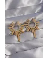 316L Çelik Gold Renk Zirkon Taşlı Güneş Figürlü Küpe
