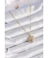ietaks™ 316L Çelik Gold Renk Zirkon Taşlı Kalp Model Vintage Kadın Kolye