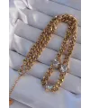 ietaks™ 316L Çelik Gold Renk Zirkon Taşlı Kalp Model Zincir Kolye