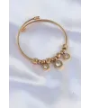 ietaks™ 316L Çelik Gold Renk Zirkon Taşlı Model Charm Bileklik