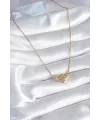 ietaks™ 316L Çelik Gold Renk Zirkon Taşlı Model Kadın Kolye
