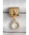 ietaks™ 316L Çelik Gold Renk Zirkon Taşlı Sallantı Güneş Model Nomination Charm