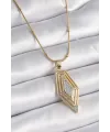 ietaks™ 316L Çelik Gold Renk Zirkon Taşlı Vintage Model Kadın Kolye