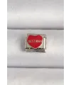 ietaks™ 316L Çelik Gümüş Renk Best Man Yazılı Kırmızı Kalp İşlemeli Nomination Charm