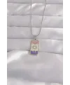 316L Çelik Gümüş Renk Karışık Mineli Ay Figür Tarot Kolye