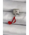 ietaks™ 316L Çelik Gümüş Renk Kırmızı Nota Model Nomination Charm