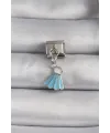 ietaks™ 316L Çelik Gümüş Renk Mavi Renk Sallantı Elbise Model Nomination Charm