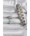 ietaks™ 316L Çelik Gümüş Renk Mavi Renk Sallantı Elbise Model Nomination Charm