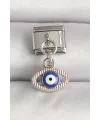 ietaks™ 316L Çelik Gümüş Renk Nazar Boncuk Detaylı Göz Model Nomination Charm
