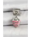 316L Çelik Gümüş Renk Pembe Kalp Model Nomination Charm