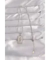 316L Çelik Gümüş Renk Pembe Mineli El Figür Tarot Kolye TJ-BKO9050