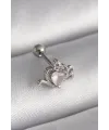 ietaks™ 316L Çelik Gümüş Renk Pembe Mineli Kalp Zirkon Taş Detay Tragus Piercing