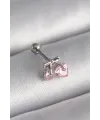 ietaks™ 316L Çelik Gümüş Renk Pembe Zirkon Taşlı Kalp Tragus Piercing