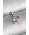 ietaks™ 316L Çelik Gümüş Renk Pembe Zirkon Taşlı Kelebek Tragus Piercing