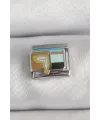 ietaks™ 316L Çelik Gümüş Renk Renkli Portre Model Nomination Charm