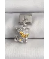 316L Çelik Gümüş Renk Sallantı Aslan Model Nomination Charm