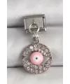 ietaks™ 316L Çelik Gümüş Renk Sallantı Zirkon Taşlı Pembe Göz Model Nomination Charm