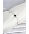 316L Çelik Gümüş Renk Siyah Beyaz Baby Yonca Model Kadın Bileklik