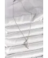 ietaks™ 316L Çelik Gümüş Renk Zincir Zirkon Taşlı Kedi Model Kadın Kolye