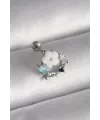 ietaks™ 316L Çelik Gümüş Renk Zirkon Taş Detay Beyaz Çiçek Model Tragus Piercing