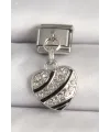 ietaks™ 316L Çelik Gümüş Renk Zirkon Taşlı Kalp Model Nomination Charm