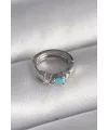 ietaks™ 316L Çelik Gümüş Renk Zirkon Taşlı Mavi Boncuk Detay Tragus Piercing
