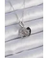 ietaks™ 316L Çelik Gümüş Renk Zirkon Taşlı Sonsuzluk Kalp Figür Charm Model Kadın Kolye