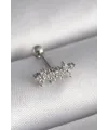 ietaks™ 316L Çelik Gümüş Renk Zirkon Taşlı Yonca Tragus Piercing