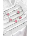 ietaks™ 316L Çelik Gümüş Zincir Pembe Renk Yonca Bileklik