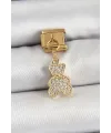 ietaks™ 316L Çelik Sallantılı Zirkon Taşlı Ayıcık Model Gold Renk Nomination Charm