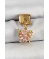 ietaks™ 316L Çelik Sallantılı Zirkon Taşlı Çiçek Figürlü Kelebek Model Gold Renk Nomination Charm