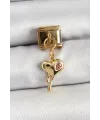 ietaks™ 316L Çelik Sallantılı Zirkon Taşlı Eriyen Kalp Model Gold Renk Nomination Charm