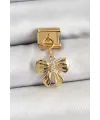 ietaks™ 316L Çelik Sallantılı Zirkon Taşlı Fiyonk Model Gold Renk Nomination Charm