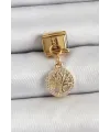 ietaks™ 316L Çelik Sallantılı Zirkon Taşlı Hayat Ağacı Model Gold Renk Nomination Charm