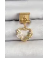 ietaks™ 316L Çelik Sallantılı Zirkon Taşlı Kalp Model Gold Renk Nomination Charm