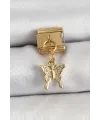ietaks™ 316L Çelik Sallantılı Zirkon Taşlı Kelebek Model Gold Renk Nomination Charm
