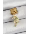 ietaks™ 316L Çelik Sallantılı Zirkon Taşlı Palmiye Ağacı Model Gold Renk Nomination Charm