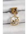 ietaks™ 316L Çelik Sallantılı Zirkon Taşlı Satürn Model Gold Renk Nomination Charm
