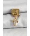 ietaks™ 316L Çelik Sallantılı Zirkon Taşlı Yengeç Model Gold Renk Nomination Charm