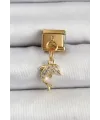ietaks™ 316L Çelik Sallantılı Zirkon Taşlı Yunus Balığı Model Gold Renk Nomination Charm