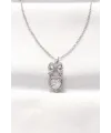 ietaks™ 316L Çelik Silver Renk Zirkon Taşlı Kalpli Fiyonk Kolye