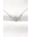 ietaks™ 316L Çelik Silver Renk Zirkon Taşlı Kalpli Kanat Kolye